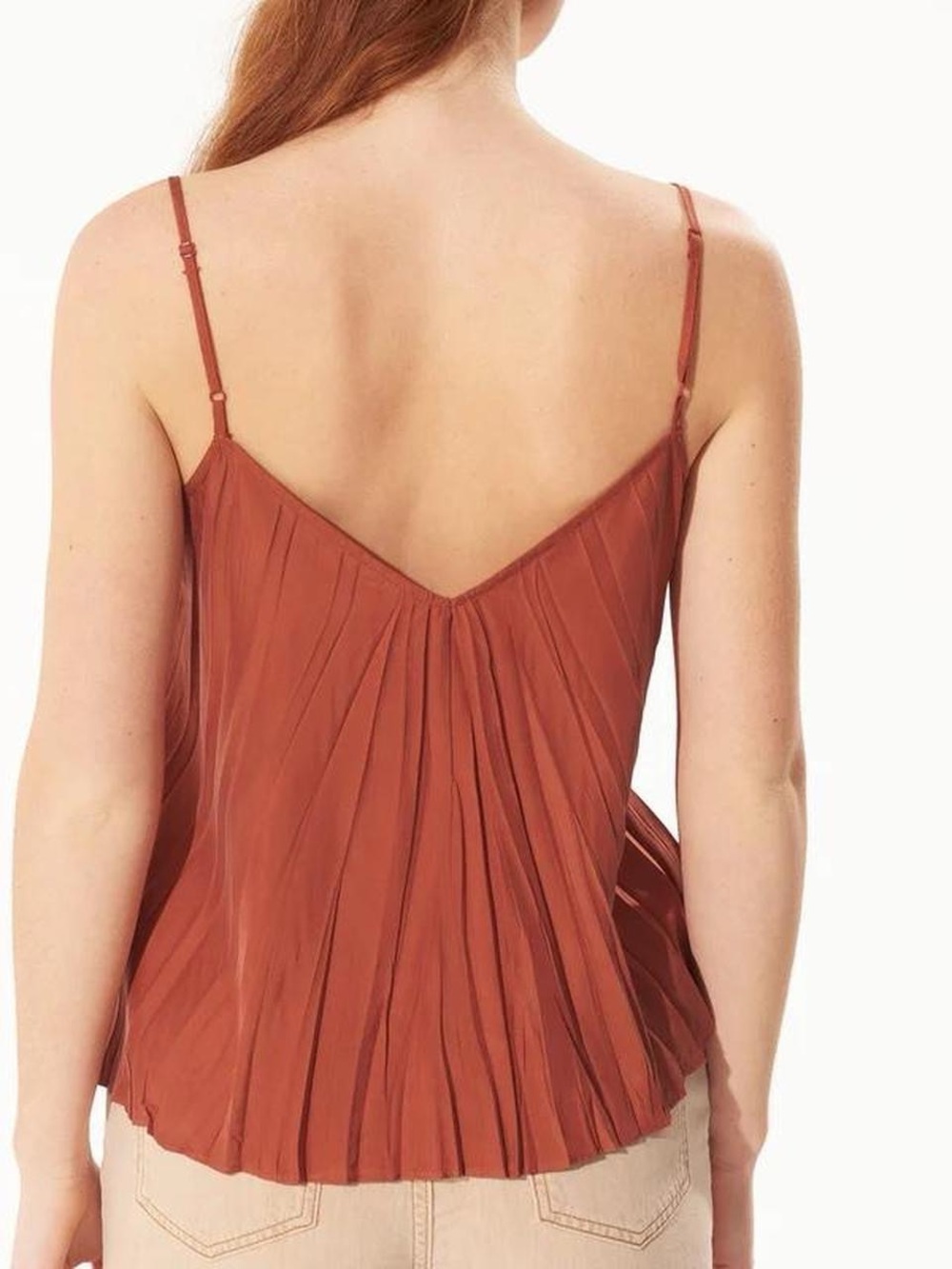 Women's Rust Cotelac Pleated Camisole Tank Top